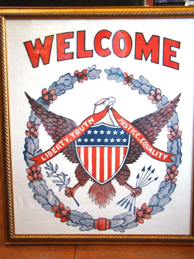 A fine and patriotic WELCOME banner circa 1920